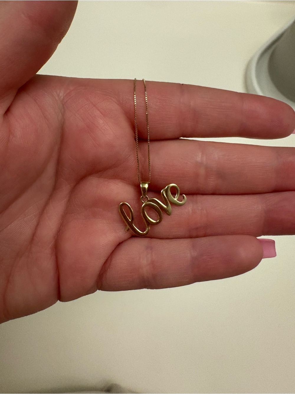 14kt Love Script Pendant Necklace - Gold